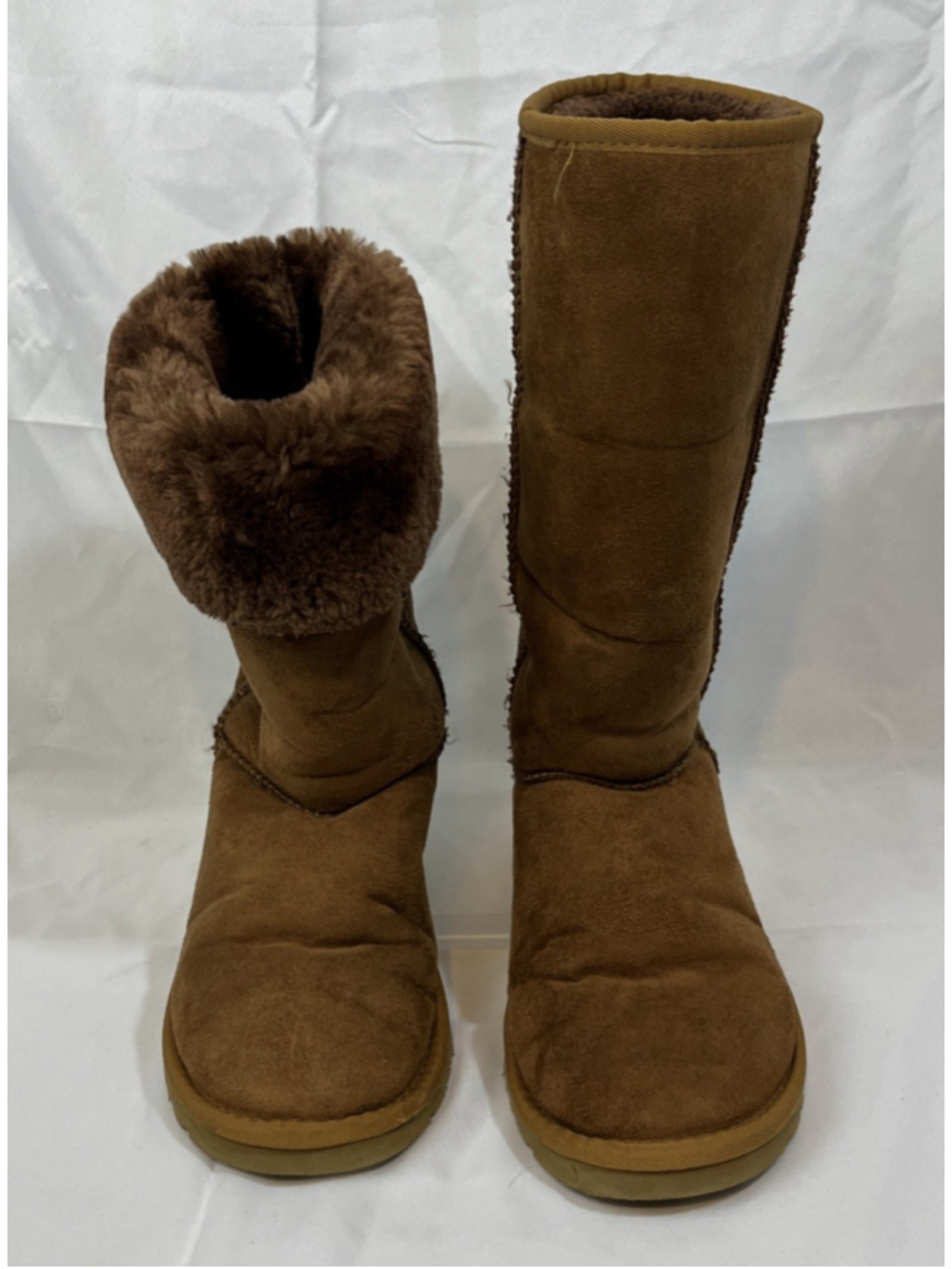 UGG Classic Tall II Sheepskin Lined Suede Pull On Brown Women's Boots Size 6